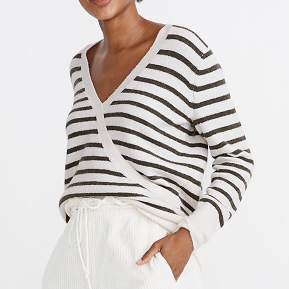 New Madewell Wrap-Front Sweater in Elthorne Stripe - Picture 1 of 12